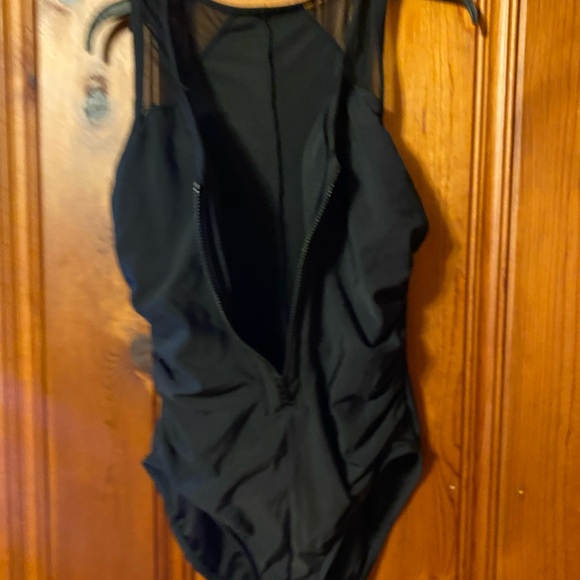 Black Zip-Front Swimsuit - Picture 2 of 3